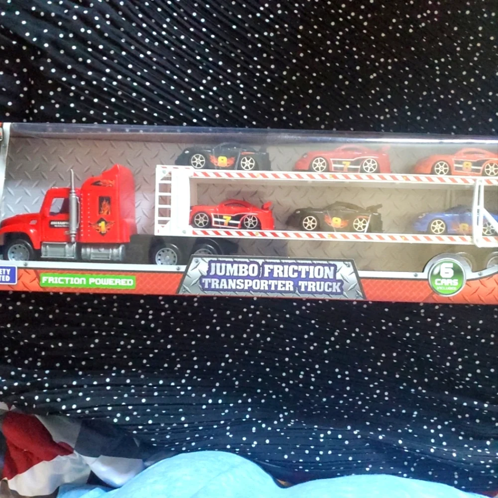 Jumbo Friction Transporter Truck - Red - Picture 2 of 9